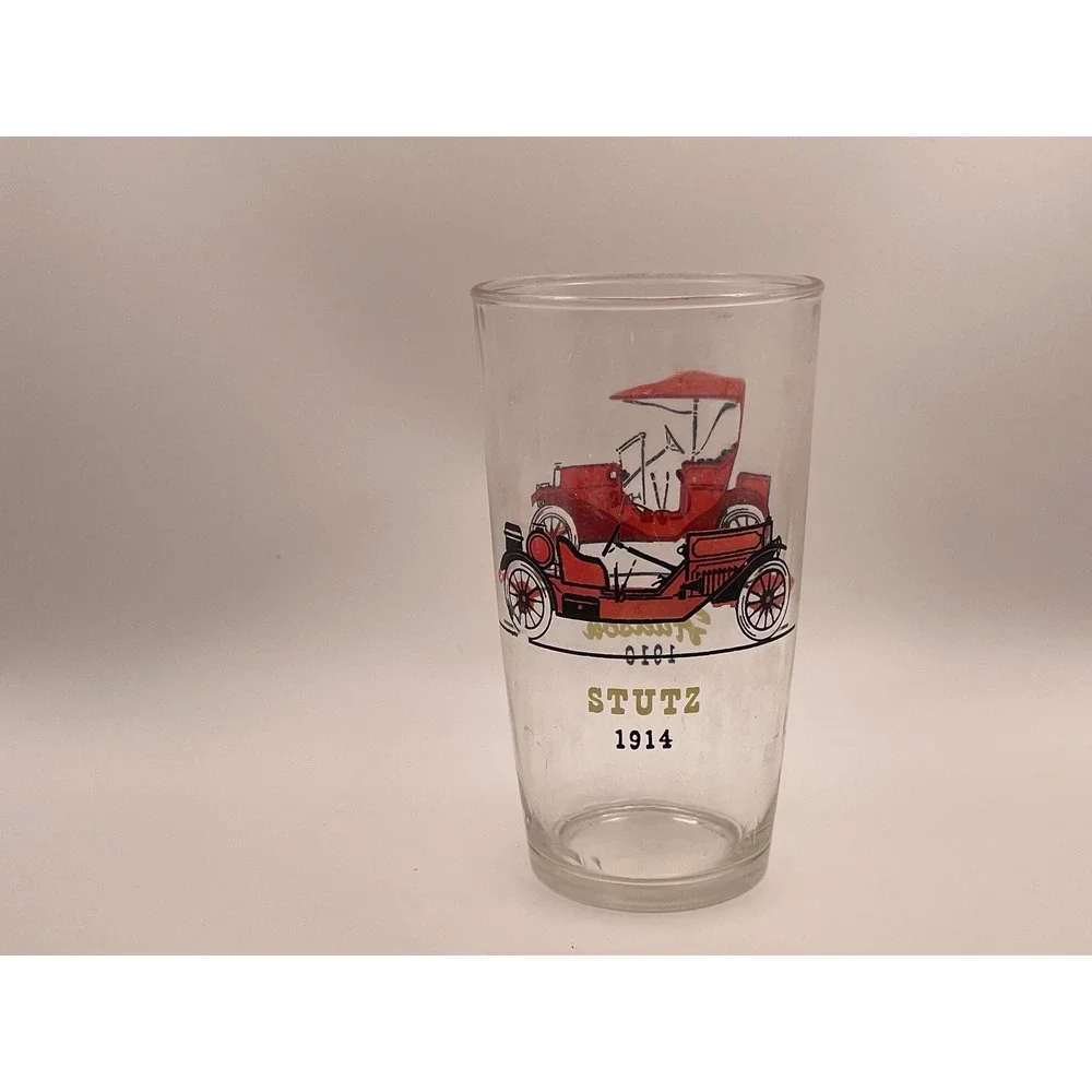Vtg Hazel Atlas Old Timers Antique Car Glasses Set 4 Mid Century Barware 12oz